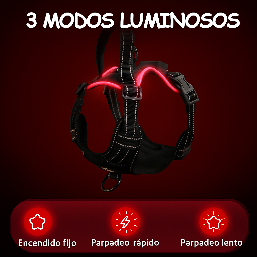 Arnés Led de Alta Visibilidad para Paseos Nocturnos Seguros